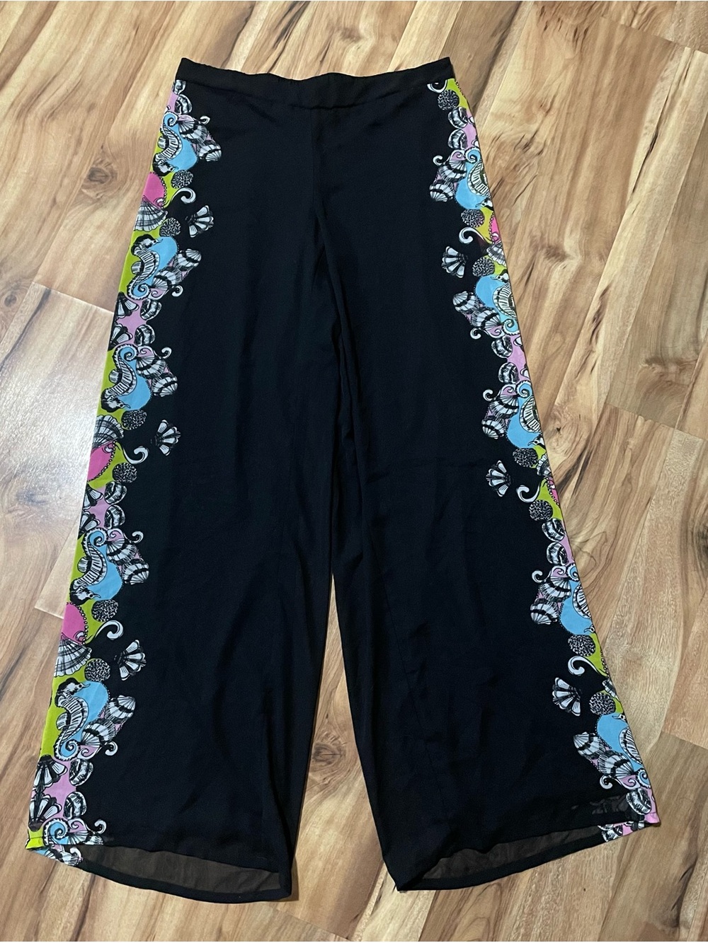 Bisou Bisou Michele Bohbot Sea Life / Tropical Palazzo Cover-Up Pants Sz Med